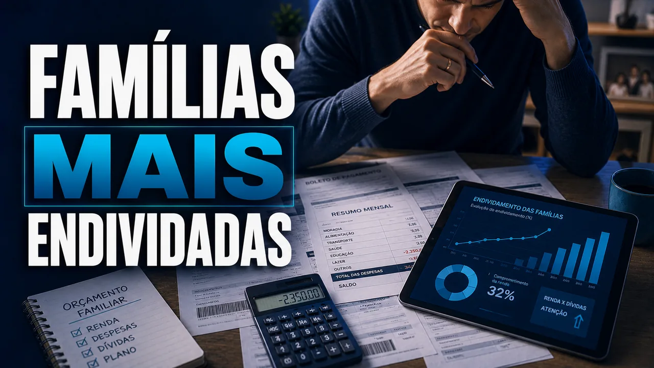 Família analisando gráficos e extratos bancários, ilustrando o planejamento financeiro e o combate ao endividamento.
