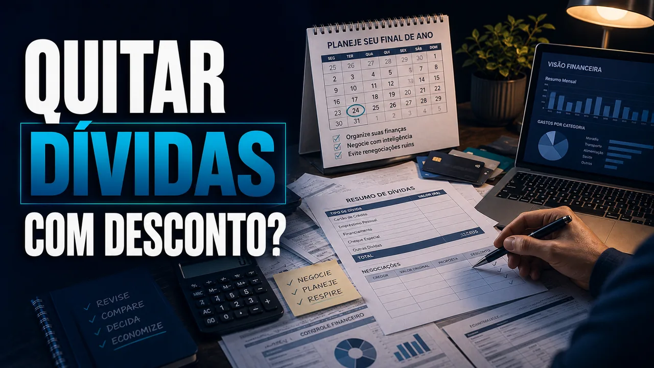 Pessoa segurando xícara de café enquanto revisa planejamento financeiro, focando na organização de dívidas.